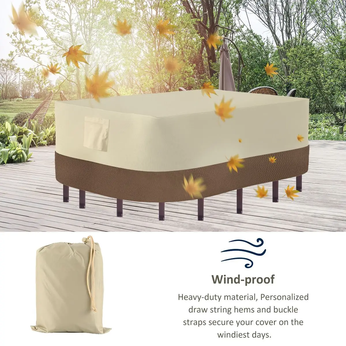 

Patio Furniture Cover Outdoor Dust-Proof Waterproof Cover For Garden Patio Rectangular Table Chair Garden Furniture Cover