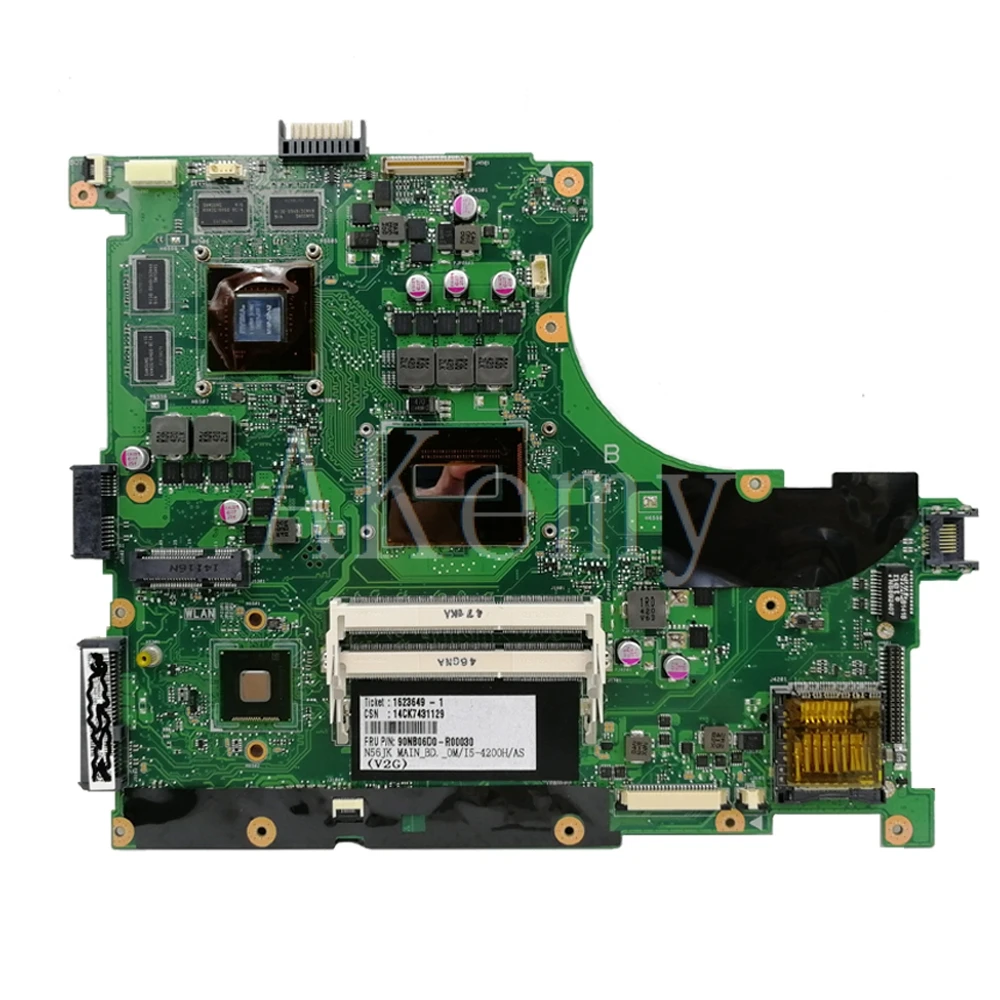 Akemy N56JR материнская плата для ноутбука For Asus N56JK N56J N56 тест оригинальная I7-4700HQ GTX760M-2G