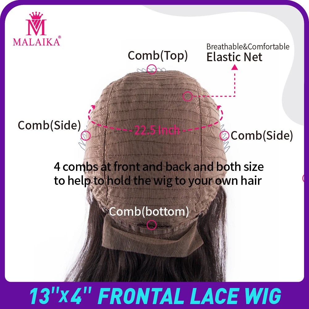 MALAIKA прямой кружевной передний парик предварительно выщипывается с волосами