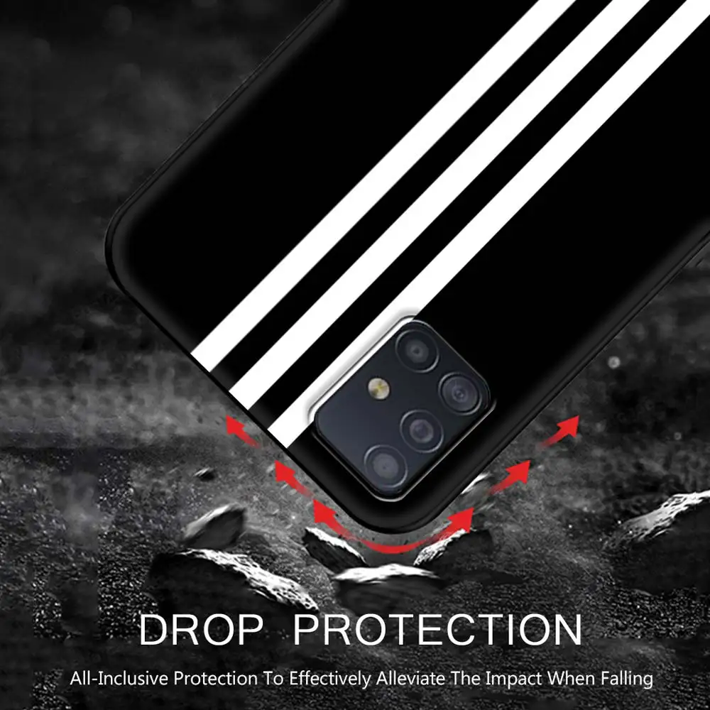 

Sports Brand Stripes Phone Case for Samsung Galaxy A51 A71 A21S A12 A11 A31 A52 A41 A32 5G A72 A02S Silicon Back Cover