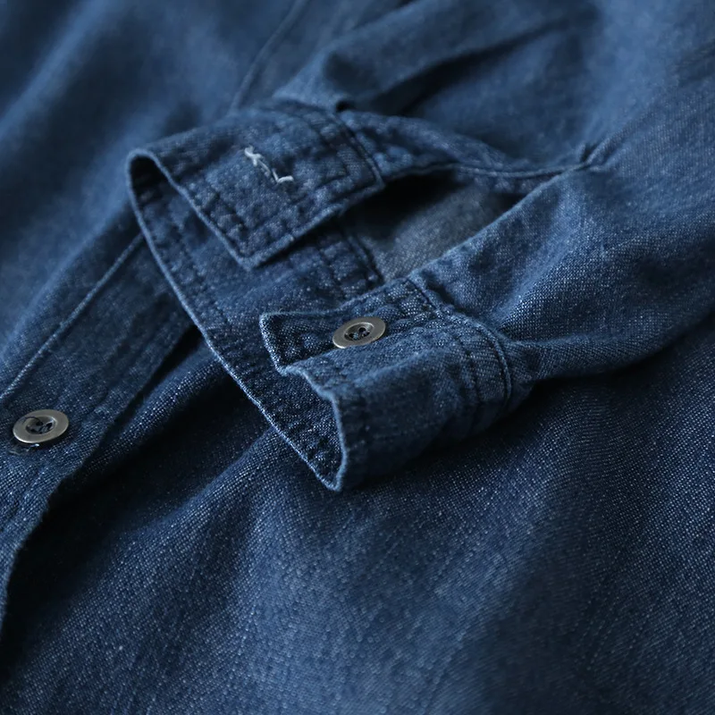 Элегантная Весенняя женская модная джинсовая рубашка ретро Длинная блузка