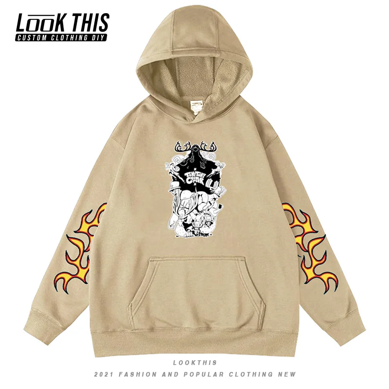 

One Piece Mens Oversized Hoodie Boy Teens Hooded Cool Anime Tops Sweatshirts Pullover Streetwear Long Sleeve Loose Street Tops