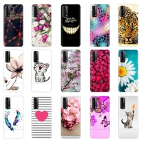for huawei y7a case y 7a silicon soft tpu back phone case cover for huawei p smart 2021 painted cartoon coque cute cat flower