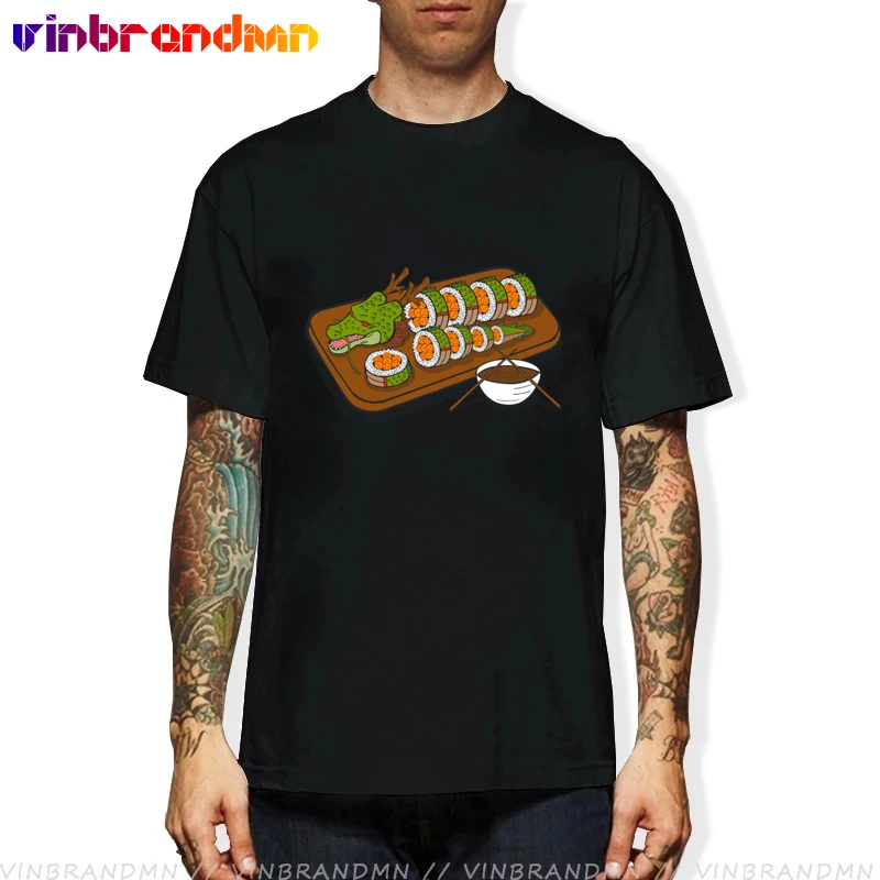 

Новая мода суши Дракон Футболка обувь для мужчин; Классические японские суши забавная Футболка с принтом с О-образным вырезом Уличная Повсе...