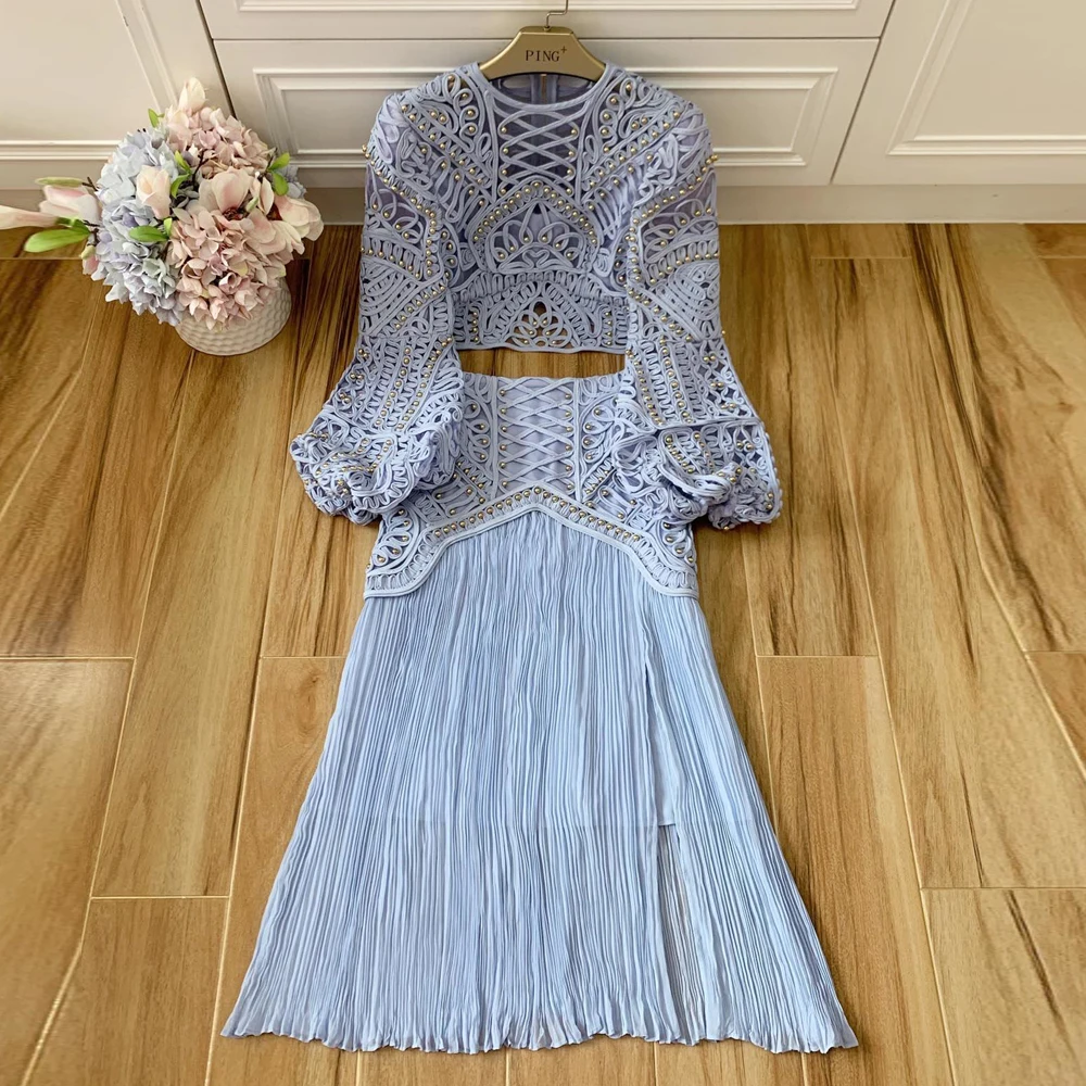 Дизайнерский летний женский роскошный комплект из 2 предметов блузка с бусинами +