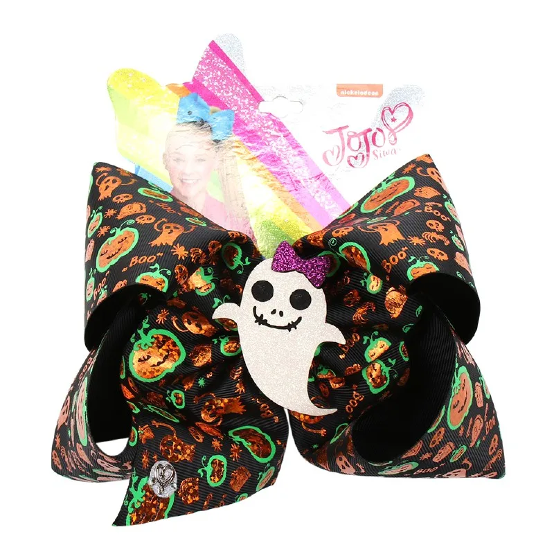 7 ''Хэллоуин JOJO Луки милое приведение в виде тыквы патчи конт заколки для волос