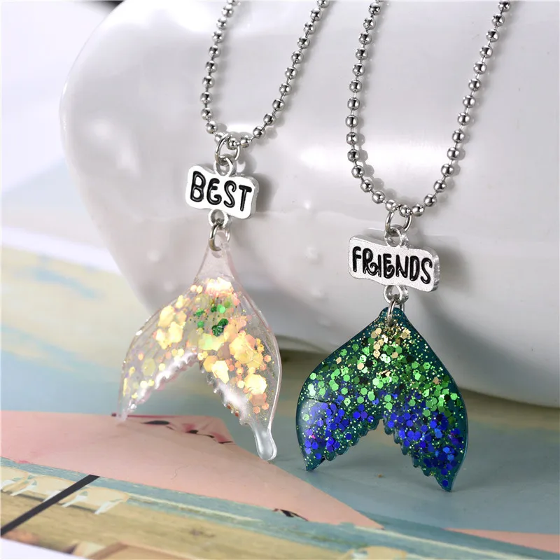 Детские украшения Лучшие друзья сверкающие ожерелья с изображением рыбьего