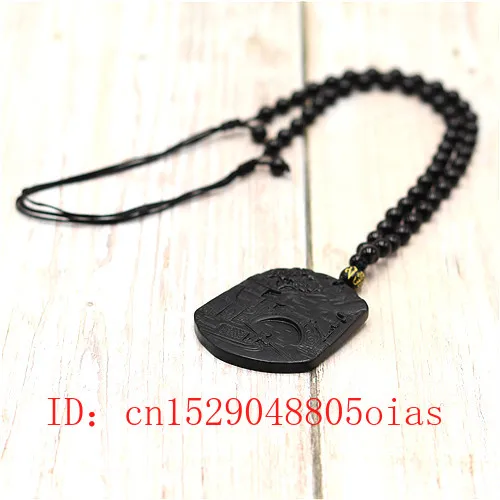 Ожерелье с бусинами из натурального Нефритового ландшафта черного и зеленого