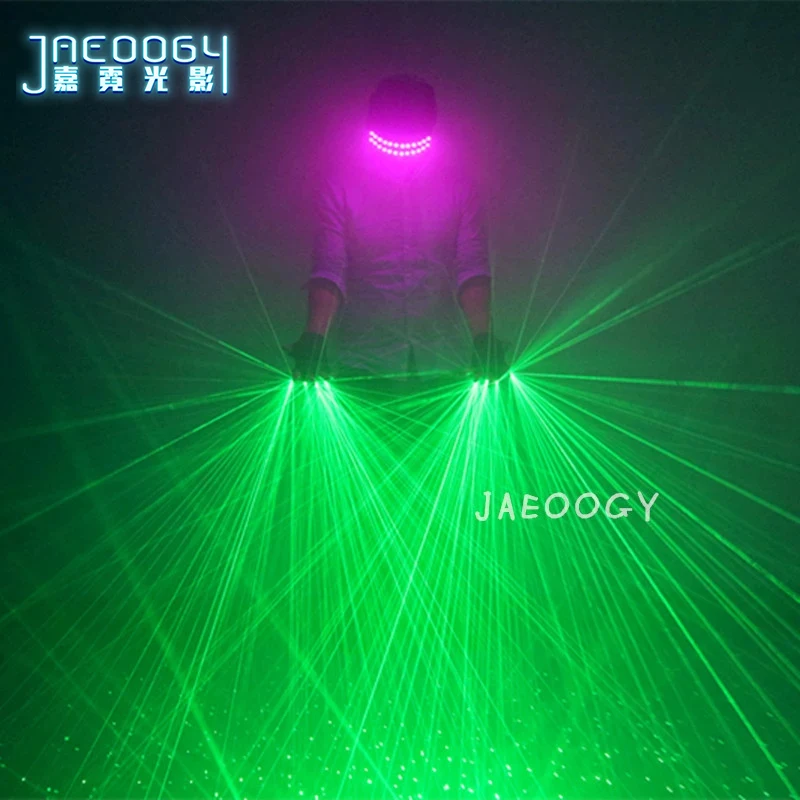 

New high quality green starry laser gloves 532nw 80WM nightclub dancing luminous lights props stage DJ performance gloves