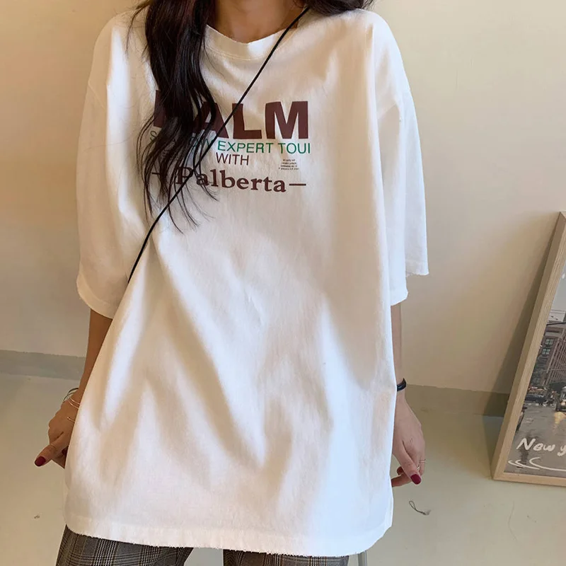 

Women Summer Casual T-shirts New 2020 Fashion Korean Style Streetwear Harajuku T shirt Female Loose Cotton Tops Tees P346