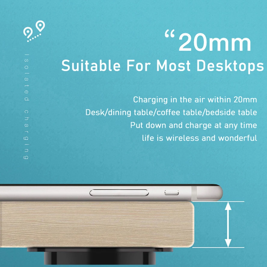KINGSTAR Wireless Charger Invisible Marble Desktop Furniture Table Hidden Adsorption Charging for IPhone XR 11Pro Samsung S10 9 | Мобильные