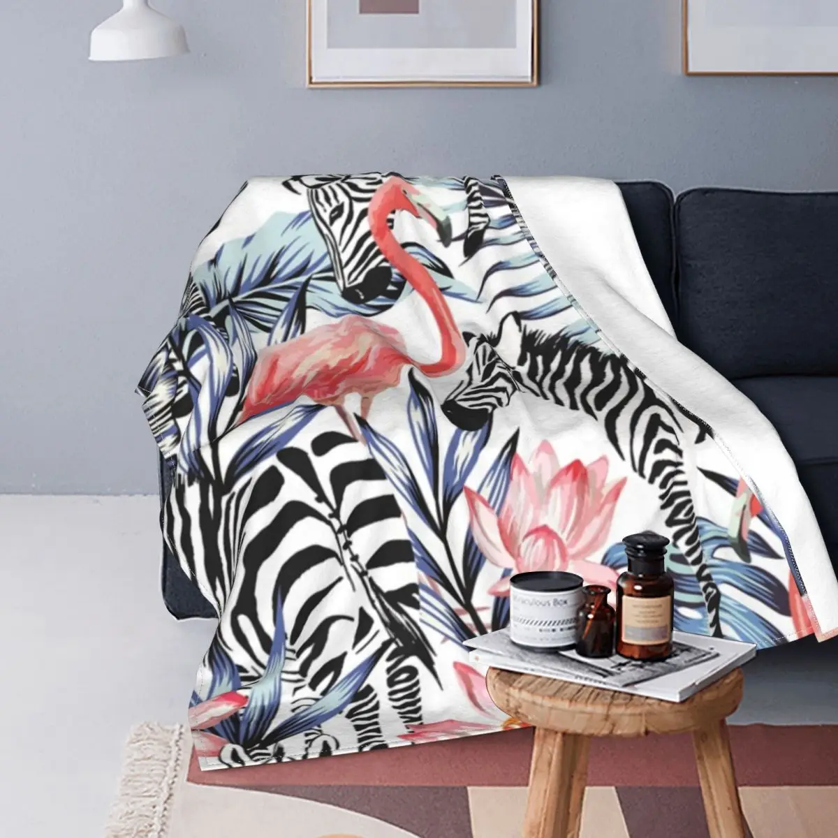 

Colourful Tropical Birds Flamingo Pattern Comfortable Air-Conditioned Super Soft Fleece Blanket For Bed Couch Dropship Blankets