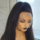 180 плотность длинные курчавые прямые кружевные передние парики Yaki прямые кружевные передние парики для черных женщин парик из термостойкого волокна