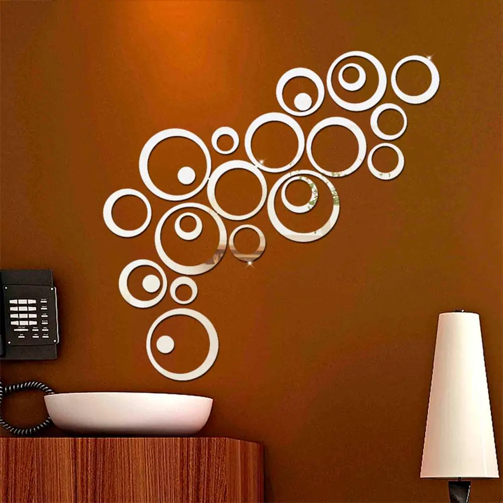 

24Pcs/set Circles Mirror Style Removable Decals Vinyl Art Mural Wall Sticker 3D Mirror Wall Sticker DIY Living Room Wall Decor