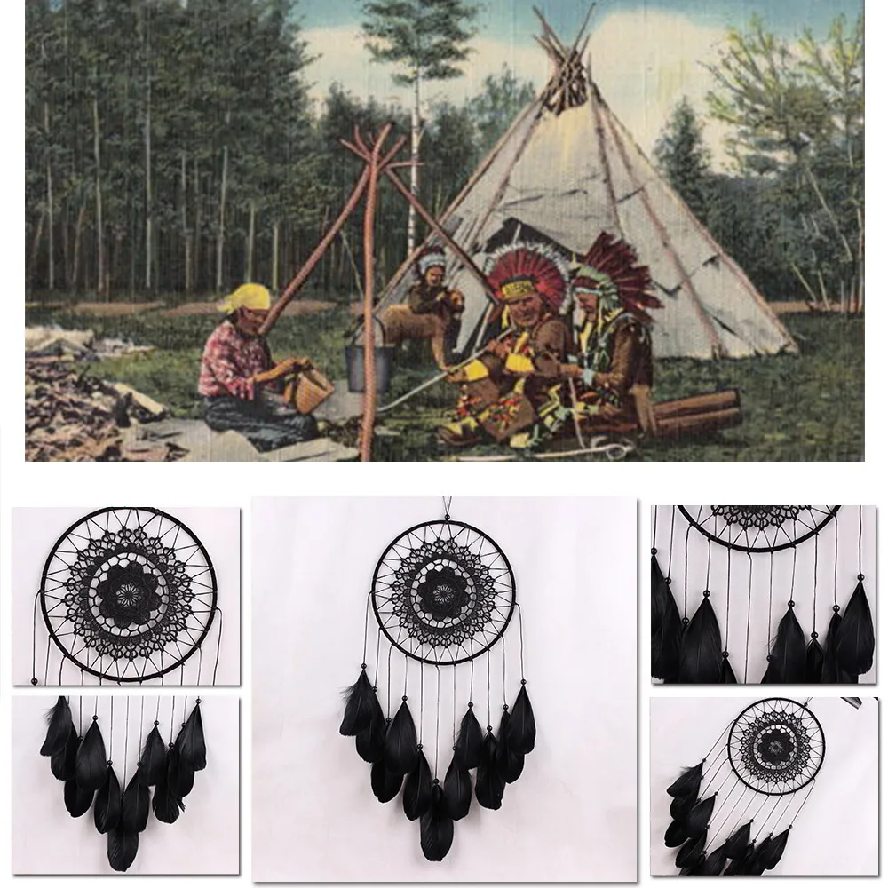 

Handmade Lace Dream Catcher Dreamcatcher Feather Wall Hanging Ornament Braided Wind Chimes Art for Car Home Decoration Gifts