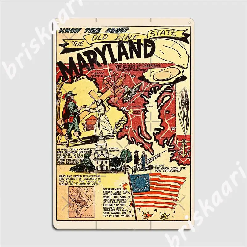 ВИНТАЖНЫЙ ПЛАКАТ Мэриленд металлические знаки клубный паб гараж подвески