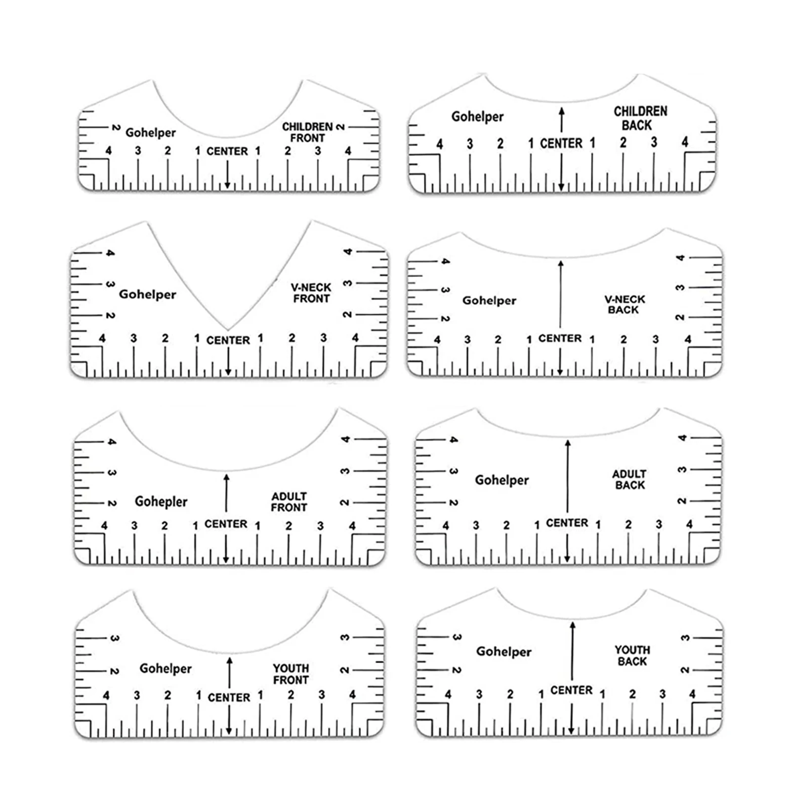 

8Pcs T Shirt Ruler V Neck Alignment Tool Tee Designing Guide Tool Made Of PVC Can Be Reused And Twisted At Will