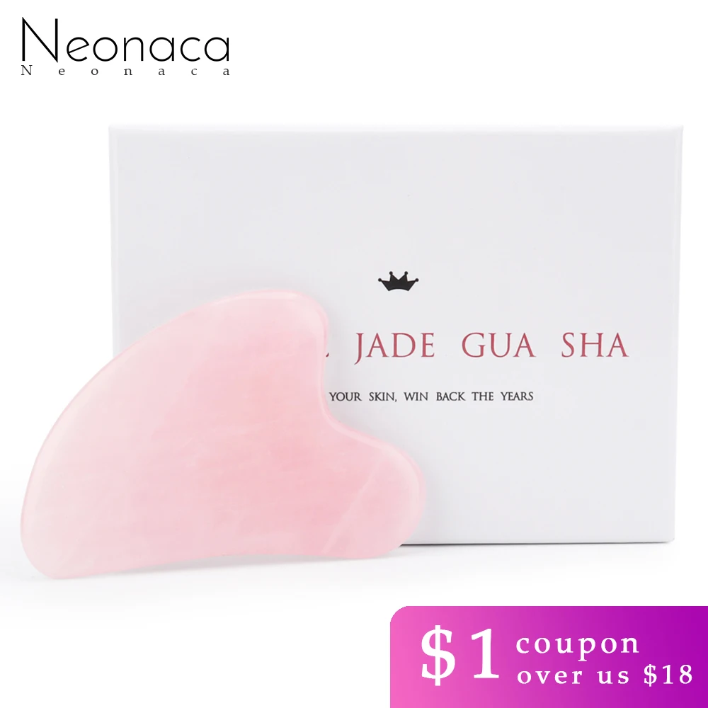 

Gua Sha Stone Board Natural Jade Massage Tool With Exquisite Box Rose Quartz Plate Jade Scrapers Tools For Face Neck Back Body