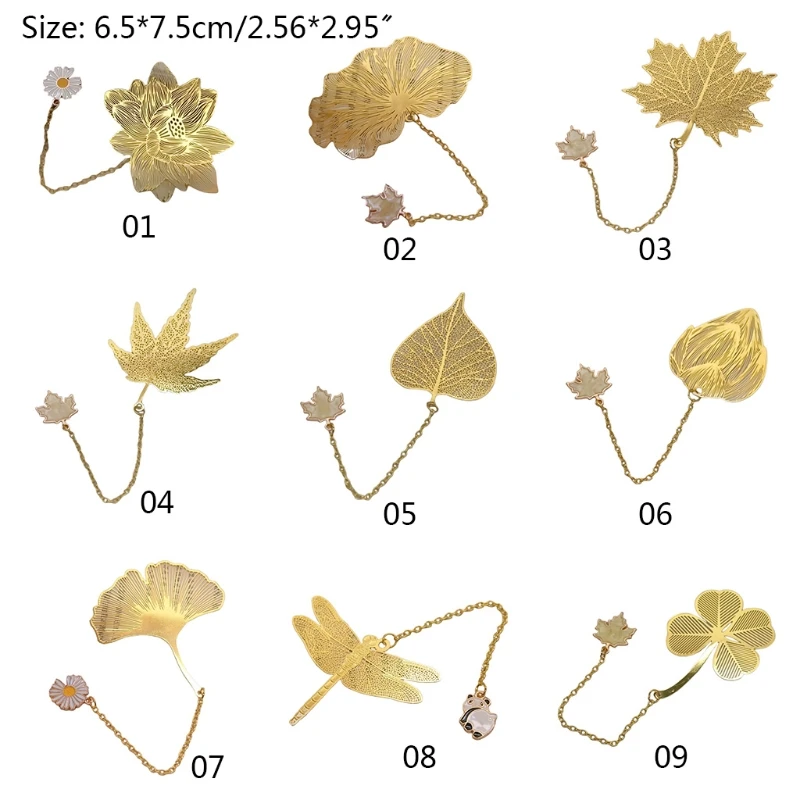 

G92E Dragonfly Leaf Brass Metal Bookmark Literature Art Students Supplies for Books Reading Finding Teacher Gifts