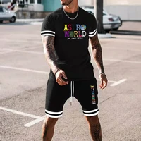 mens casual suit 2021 summer new t shirt 3d printing astroworld short sleeve shorts two piece sportswear running suit