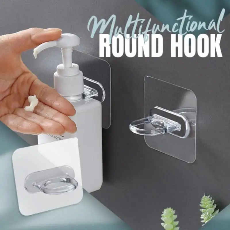 

Multifunctional Round Hooks Small Clear Reusable Hooks Strong Window Glass Kitchen Bathroom Hooks For Key Utensils Storage Hooks