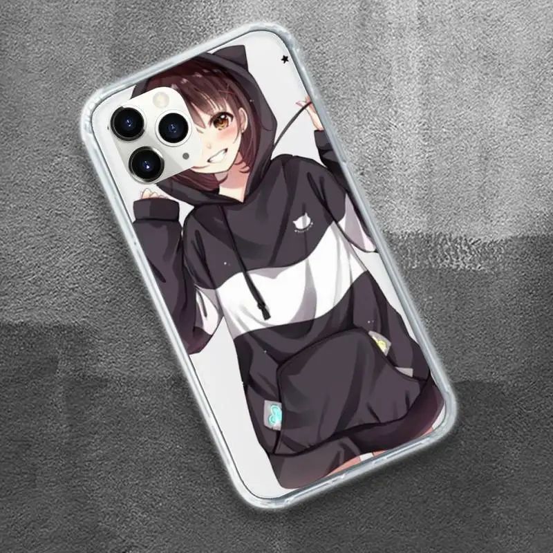 

Cartoon Girl anime cute Menhera chan Phone Case Transparent for iPhone 11 12 mini pro XS MAX 8 7 6 6S Plus X 5S SE 2020 XR