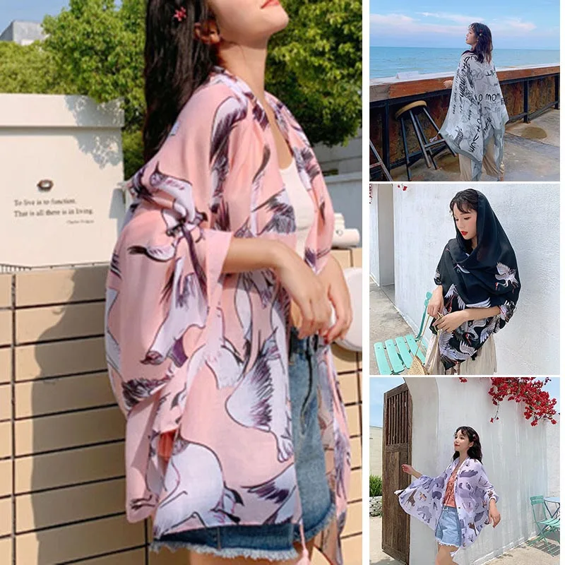 Новое поступление Женская шаль с животным узором из хлопка и льна шарф пляжная