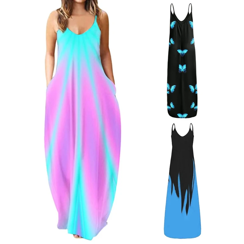 

Женское длинное платье с V-образным вырезом, с карманами