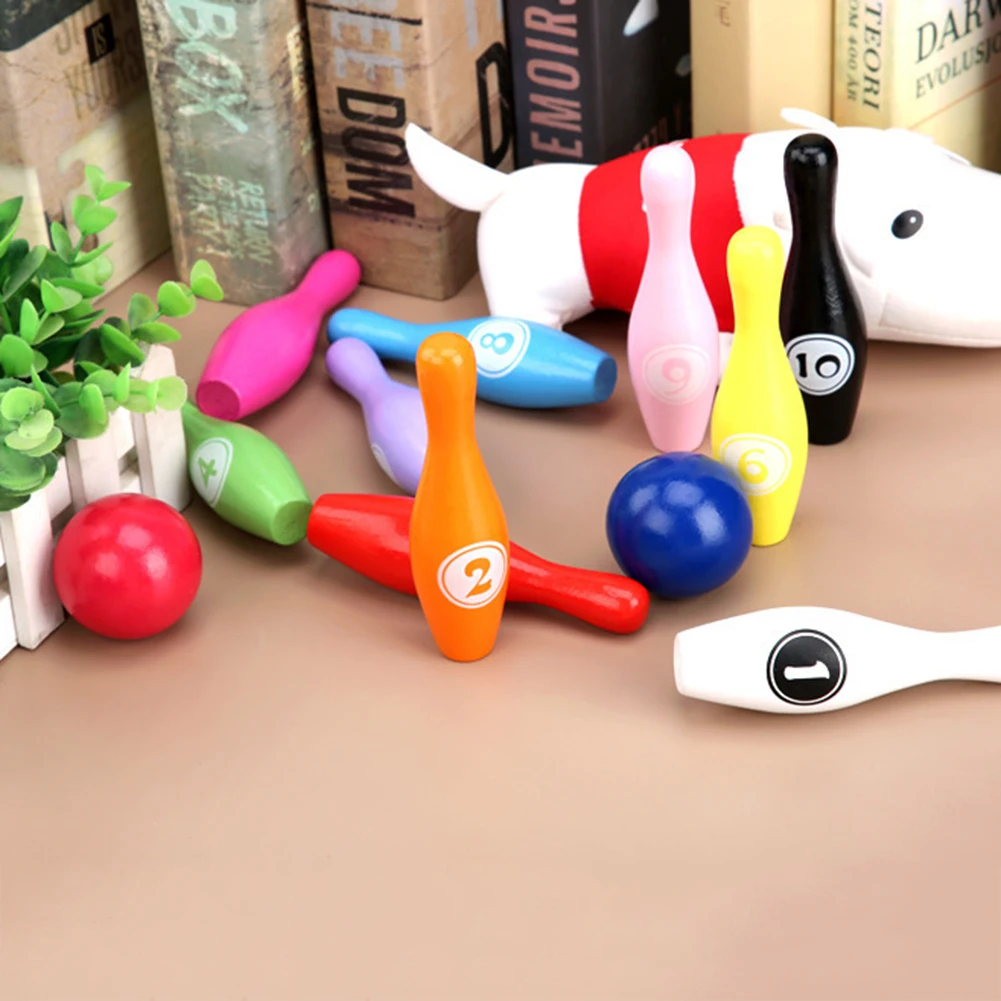 Деревянные красочные шарики для боулинга в виде цифр набор спортивных игр
