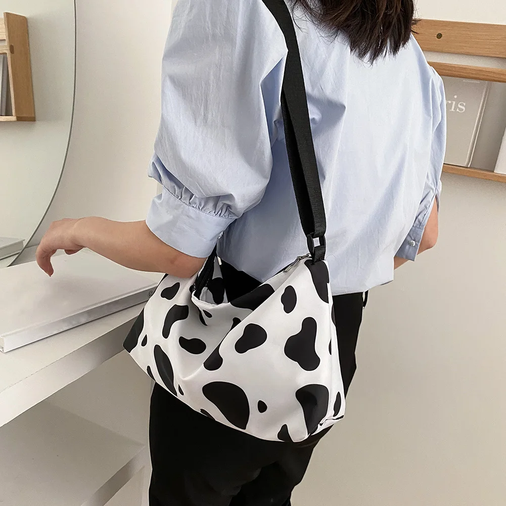 

Fashion Women Oxford Cloth Cow Pattern Printing Crossbody Bag Casual Ladies Zipper Shoulder Messenger Bags Outdoor Travel