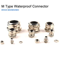 1pcs ip68 m type metal copper nickel plating waterproof cable bushings connector m40m50m63 high quality