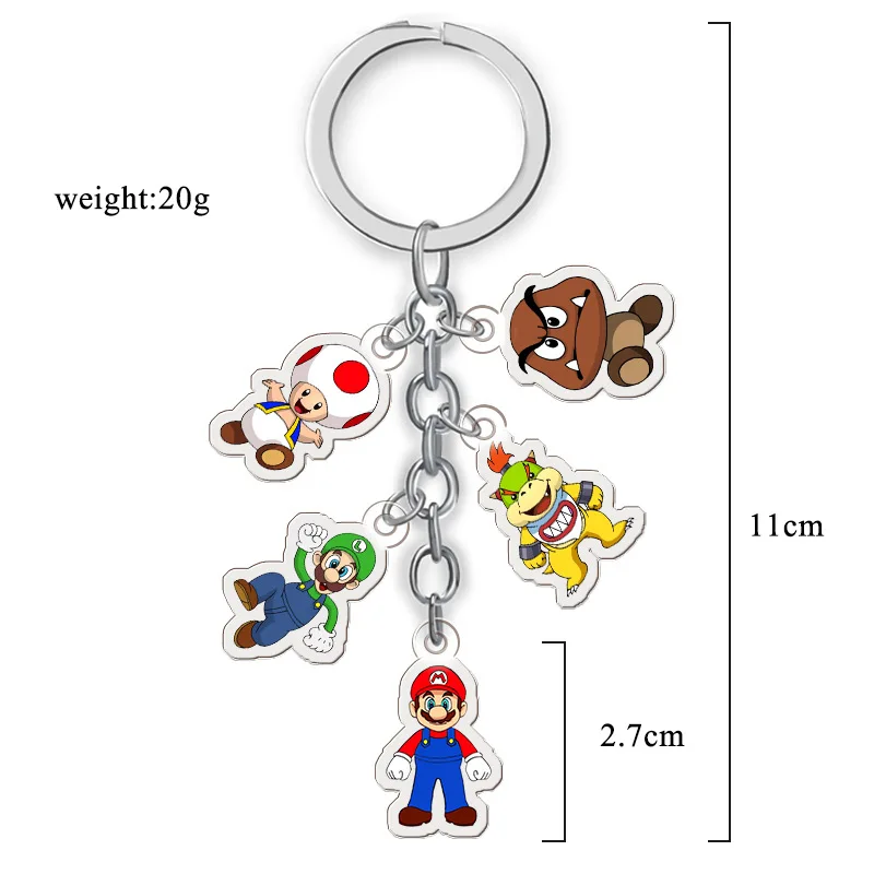 

Game Super Brother PVC Key Chain Cartoon Figure Keyring Double Side Anime Keychains Kid Toy Key Holder Trinket Gift
