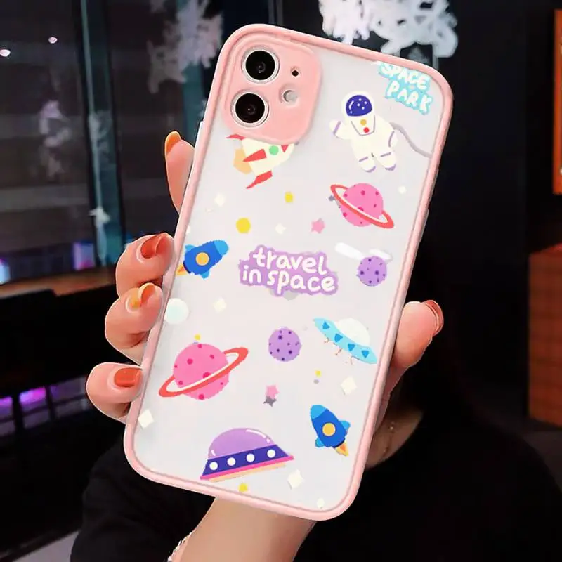 

Astronaut planet spaceship dinosaur cartoon Phone Cases matte transparent For iphone 7 8 11 12 plus mini x xs xr pro max cover