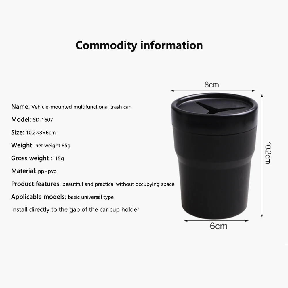 

Car Trash Can Mini Multifunctional Cup Holder Plastic Garbage Can with Lid Car Interior Organizer Storage Box Auto Accessories