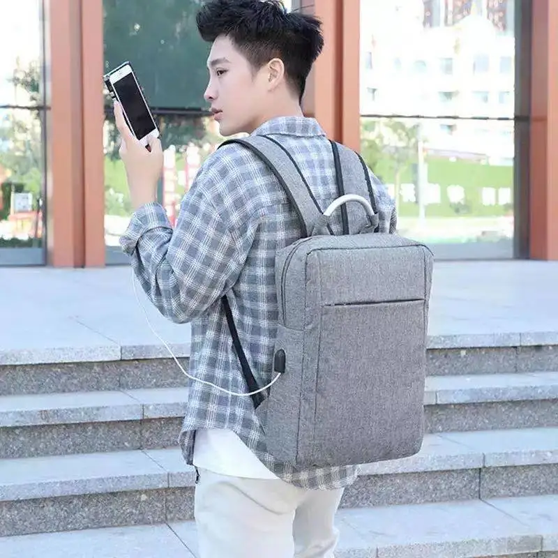 

Men's Backpack Personalized Fashion Travel Business Trip Laptop USB Charging Interface Backpack Simple Outside Bag