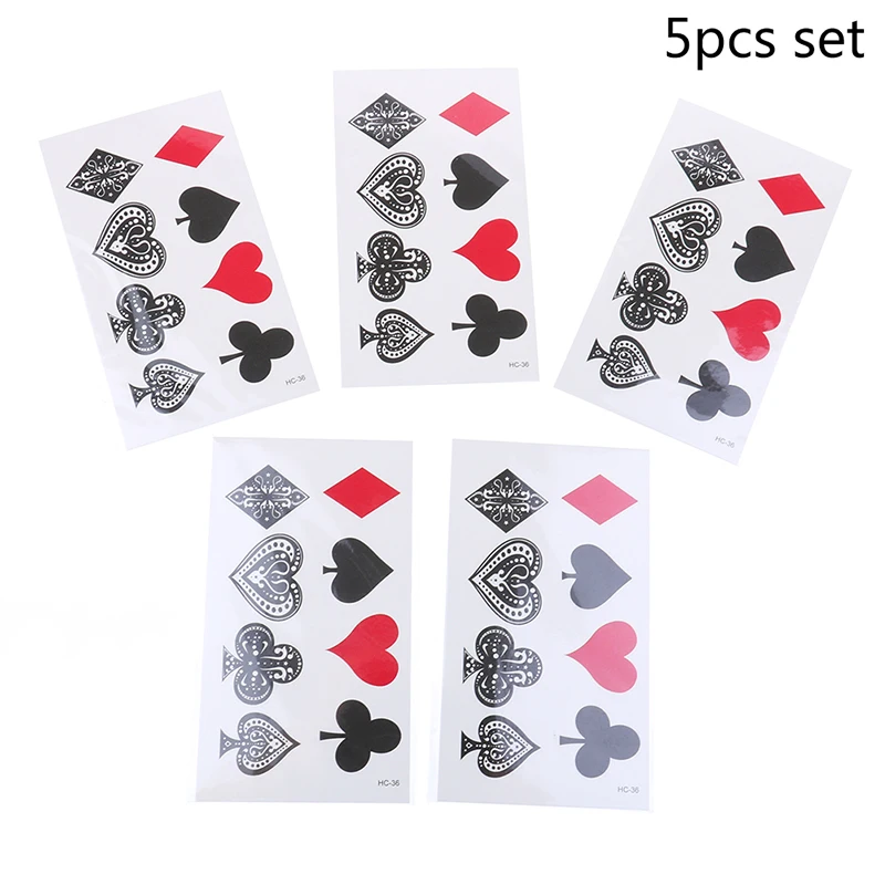 

Waterproof Tattoo 5 sheets Poker Temporary Tattoo Stickers For Children Kids School