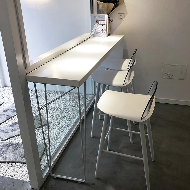 

GY Nordic Solid Wood Strip Restaurant and Cafe High Foot Wall Window Integrated Small Balcony Bar Counter Household Minimalist