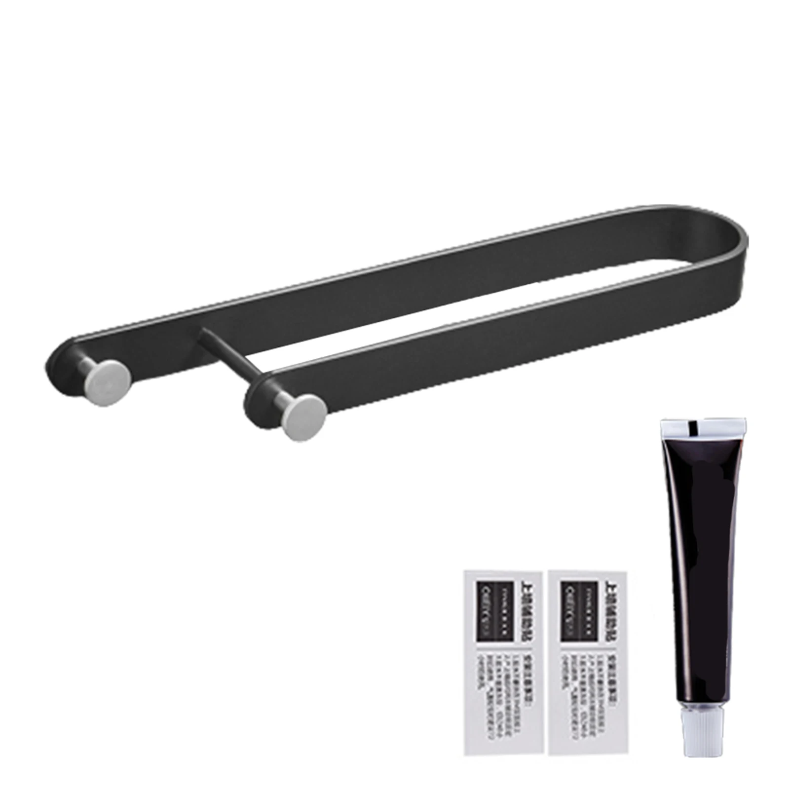 

For Bathroom With Hook Hanging Wall Mounted Space Aluminum Black Solid Multipurpose Rustproof Rack Home Storage Towel Holder