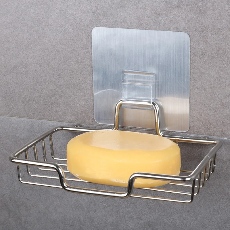 

Silver Bathroom Stainless Steel Vacuum Paste Soap Holder shower Soap Saver Shower Tray Bathroom Accessories