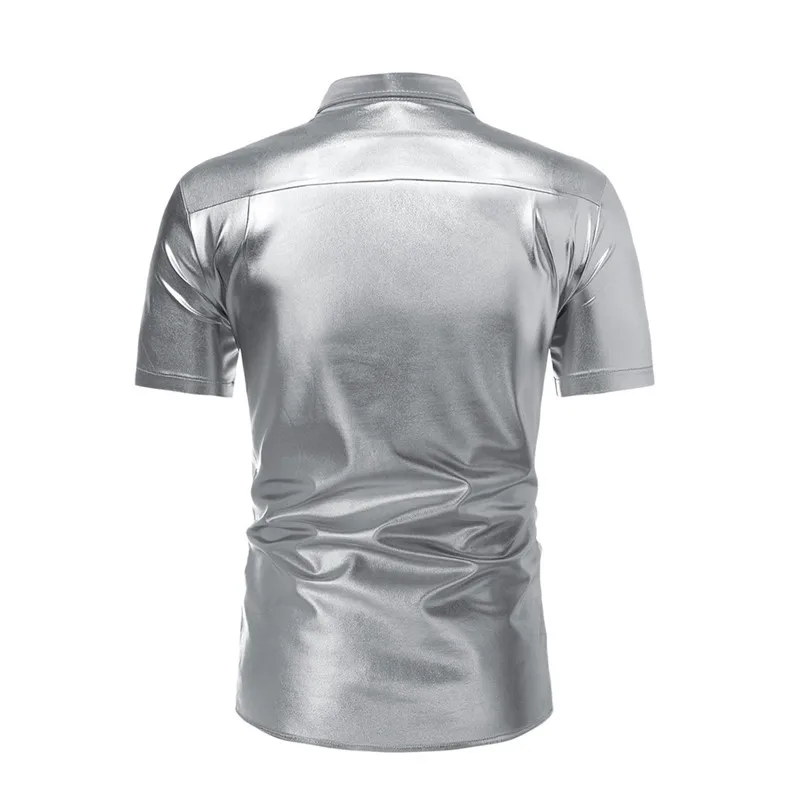 Мужские яркие рубашки с короткими рукавами золотого цвета повседневные мужские