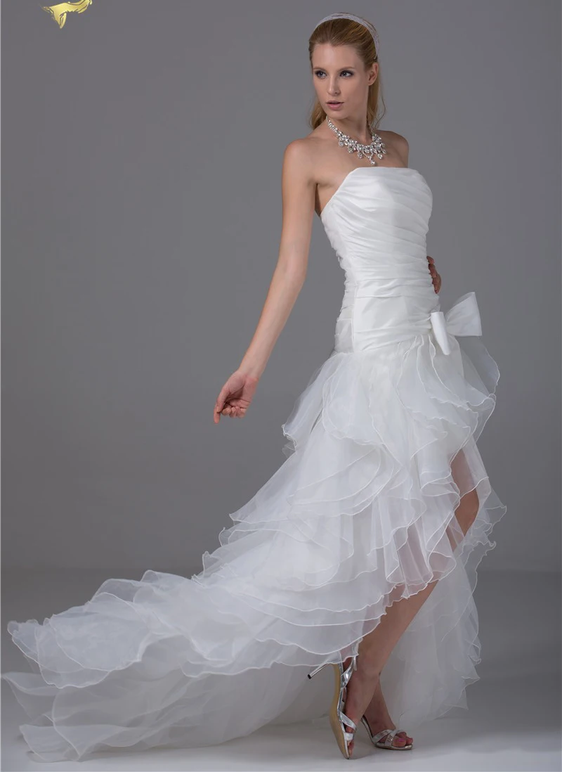 2021 Новое поступление Свадебные платья без бретелей Vestidos De Noiva короткое спереди и