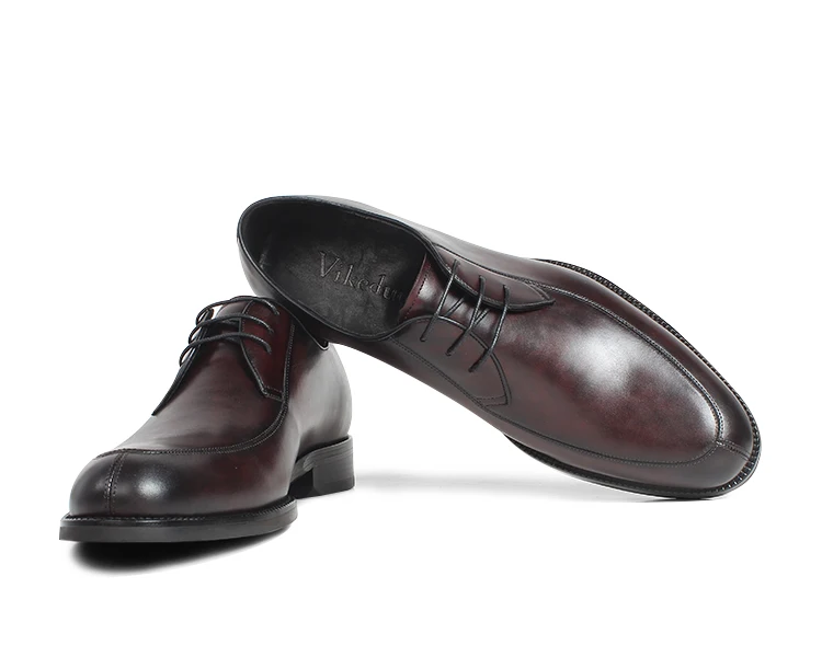 Мужские модельные туфли VIKEDUO коричневые с пятнистым крашением повседневные