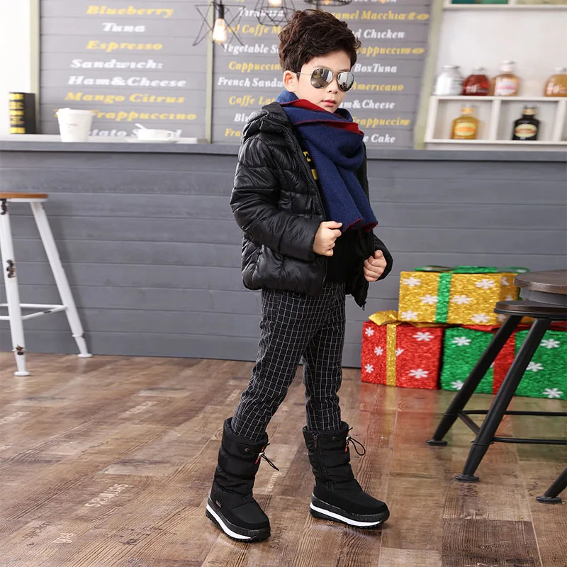 2019 г. Новые детские зимние ботинки для девочек и мальчиков водонепроницаемые