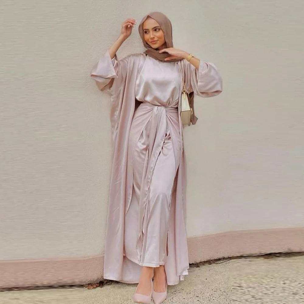 Кафтан абайя атласная искусственная кожа ислам арабские мусульманские