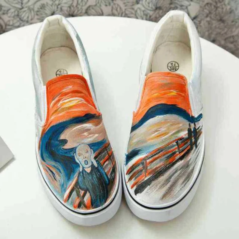 

Spring Summer New High-end Hand-painted Oil Painting Custom Non-collision Canvas Skateboard Shoes High-end Comfort and Fashion