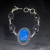 gemstonefactory jewelry big promotion 925 silver botswana agate faceted amethyst lady women charm links bracelet 32cm 20213563