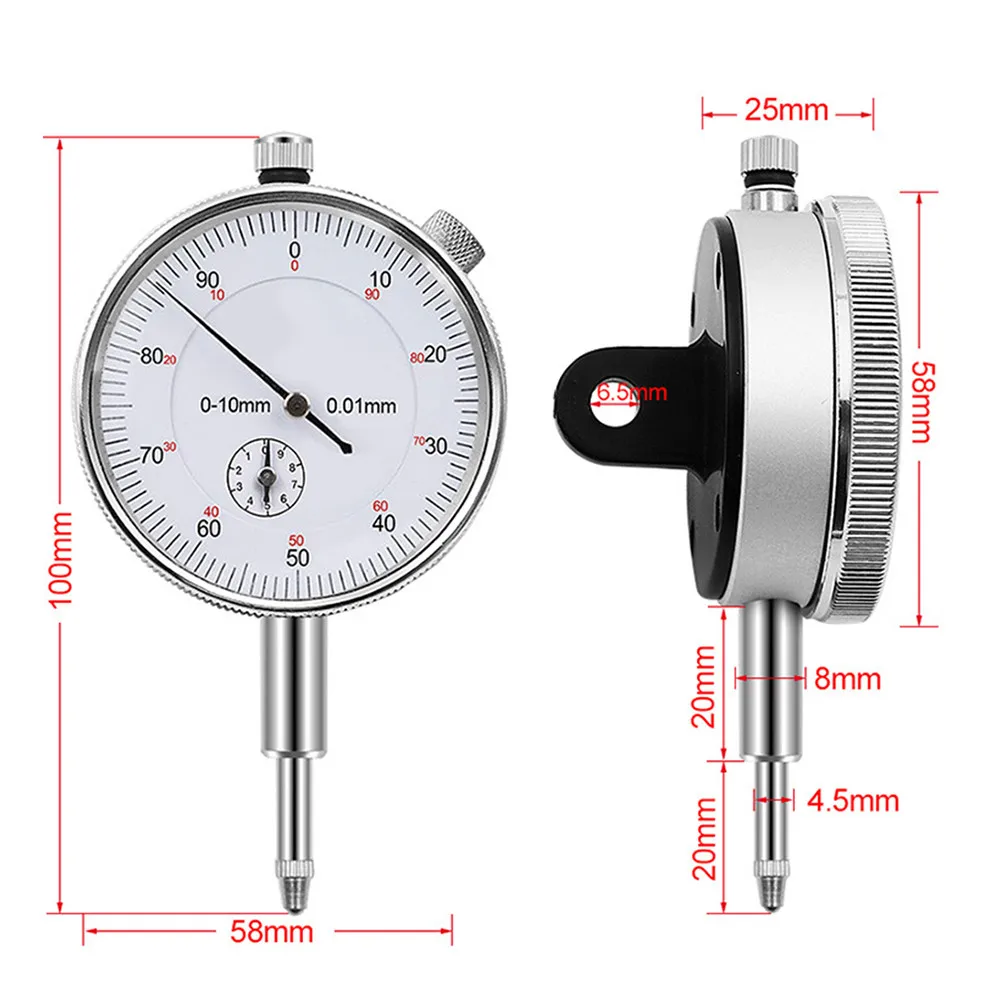 

104*55*28mm 0-10mm Accuracy Dial Test Aluminum Hardened Gears Precision