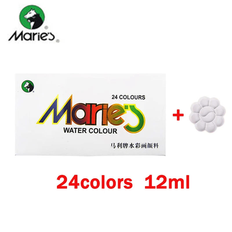 12ml-1342-24colors Надписью «Marie» акварельные краски в наборе 12/18/24/36 Цвета косметика парфюмерия диспенсер 5 мл/12 мл трубка Прозрачная Тонкая безопасные нетоксичные воды Краски ing пигменты для детей - Цвет: 12ml-1342-24colors