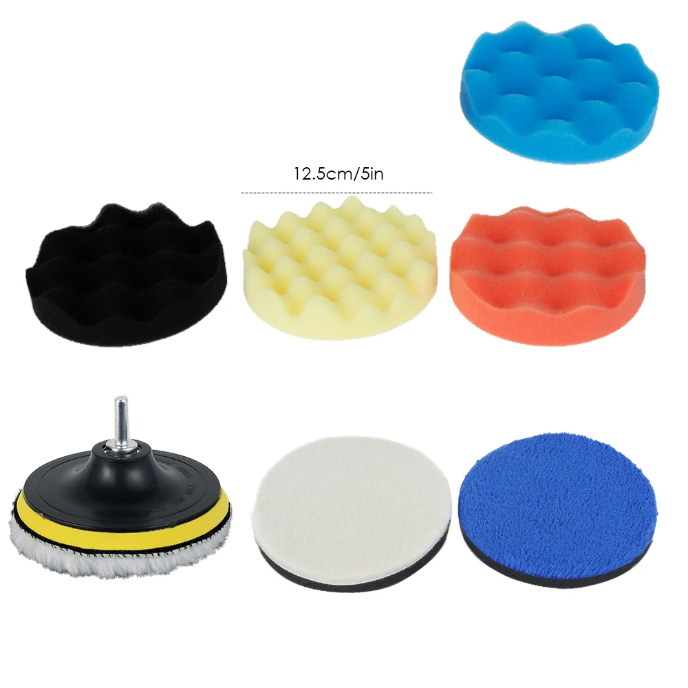 

11pcs 5 inch Car Polishing Sponge Pad Set Easy Use Vehicle Wheel Washing Cleaning Foam Automobile Remove Scratches Buffing Mat