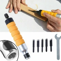 steel electric carving machine carving chisel tool kit with 5 carving blades wrench flexible shaft woodworking carpenter tools